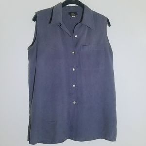 Charter Club Silk and Shell Sleeveless Button Up